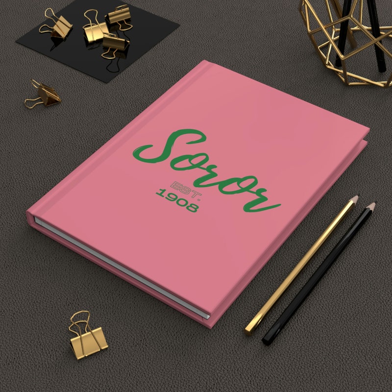 Soror EST 1908 (Salmon Pink Cover) Hardcover Journal Matte | Diary | Pink and Green | AKA Inspired | Sorority Gifts