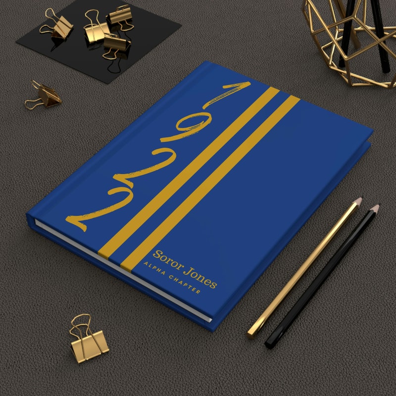 Personalized 1922 Jersey (Blue Cover) Hardcover Journal Matte | Diary | Blue and Gold | 1922 | SGRho Inspired | Sorority Gifts