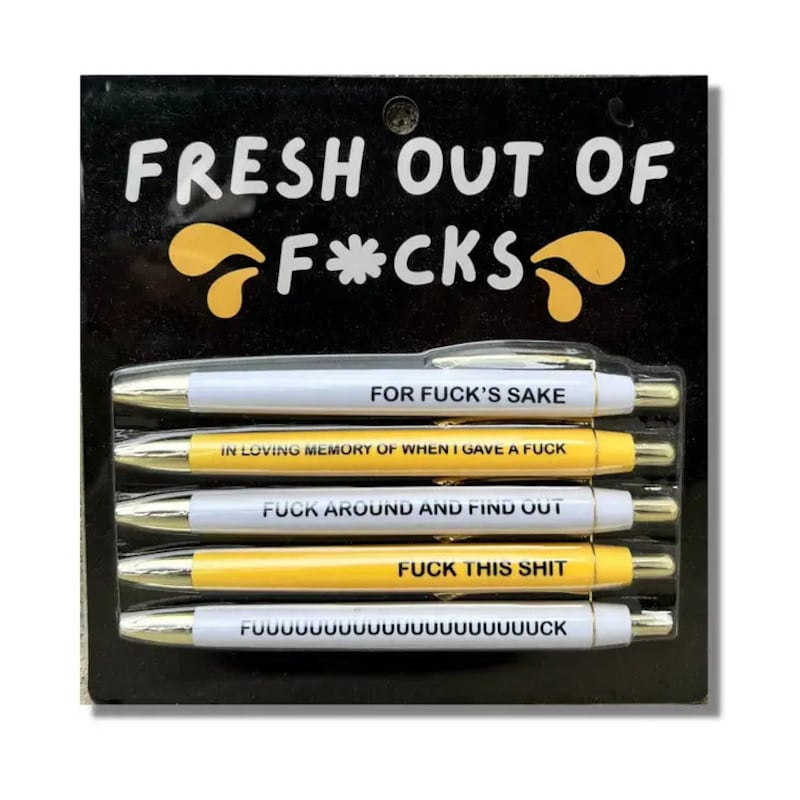 Fresh out of Fucks Pen Set (funny, sweary, office, gift)