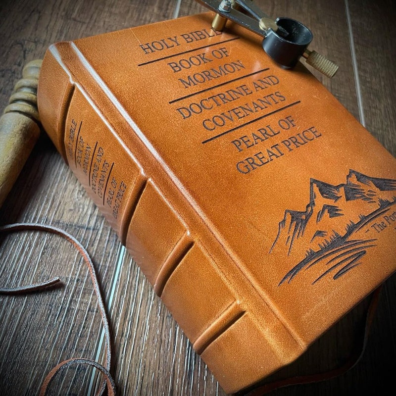 LDS Quad Leather Book of Mormon Triple Combination Holy Bible Leather LDS Scriptures Gift for Missionary Gift Called to Serve Come Follow Me