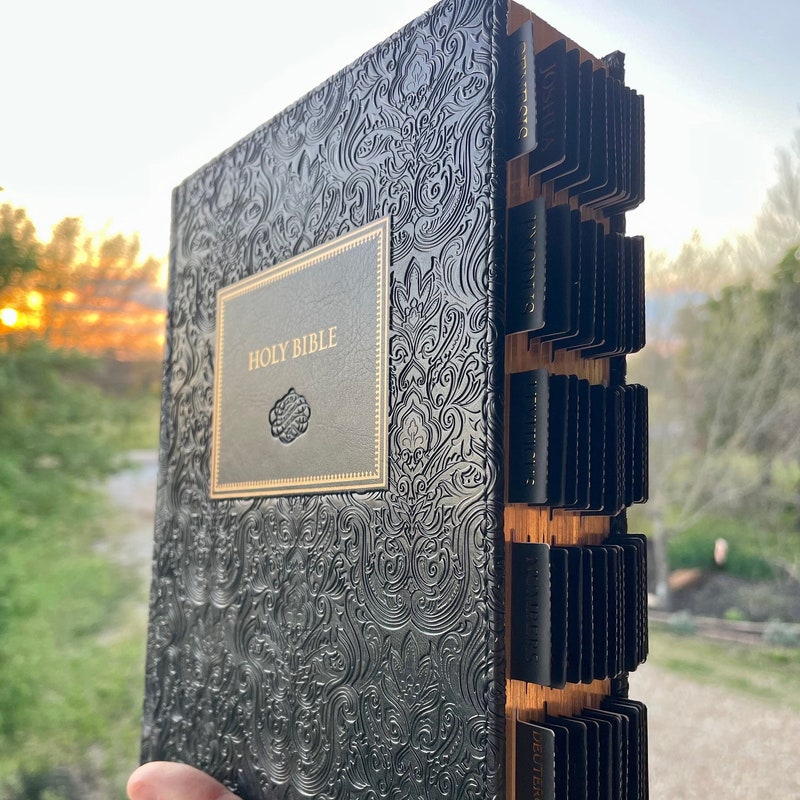 Beautiful Tabbed KJV Bible, Black and Gold Bible, Journaling KJV Bible