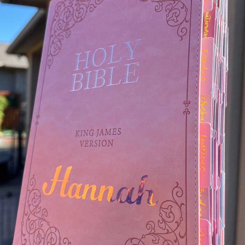 Beautiful KJV Pink LeatherSoft Giant Print Bible with Pink Ombre Tabs and Personalized with Name