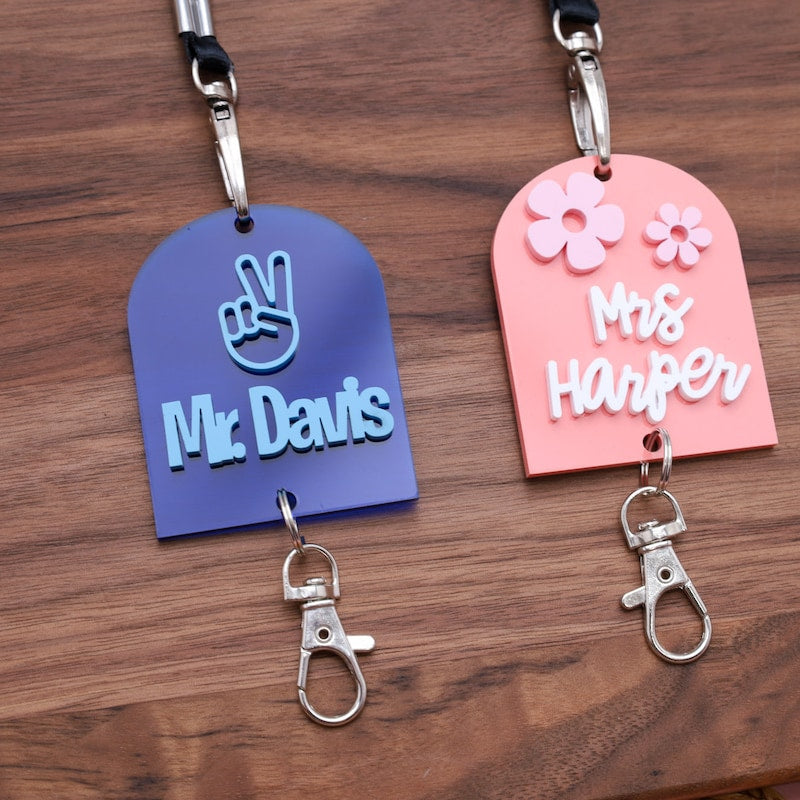 Personalized Name Educator Lanyard, Custom Acrylic Pendant Lanyard with Name, Back to School Gift, Teacher Appreciation Gift, Gift for Him/Her