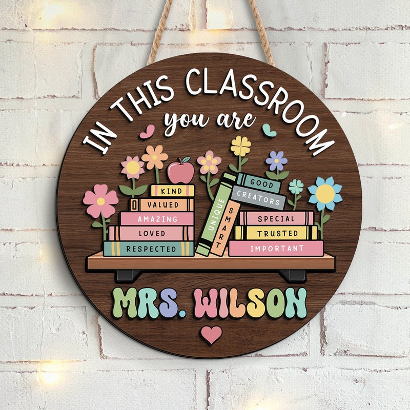 Custom Teacher 3D Door Hanger, In this Classroom You Are, Cute Teacher Door Sign, Back to School Gift, Custom Teacher Name, Classroom Decor