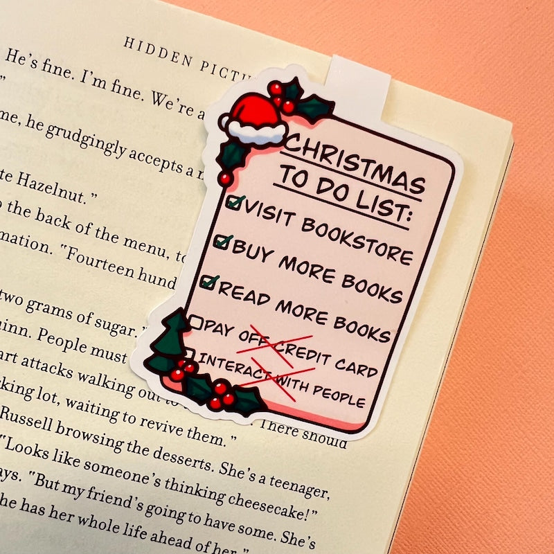 Magnetic Bookmark, Christmas to-do, read long holiday,  Kindle Handmade Bookmark,