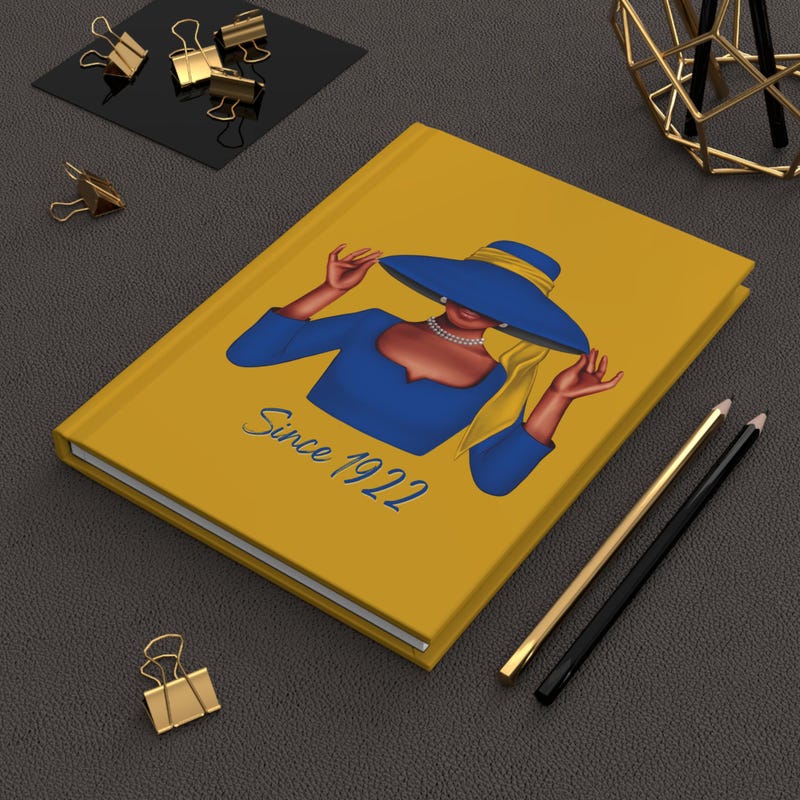 Since 1922 Soror (Blue Dress) Hardcover Journal Matte | Diary | Blue and Gold | 1922 | SGRho Inspired | Sorority Gifts