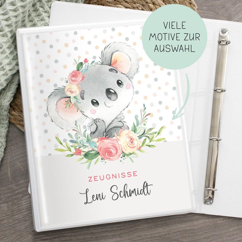 Personalized certificate folder animals, school start gift idea school child, school enrollment