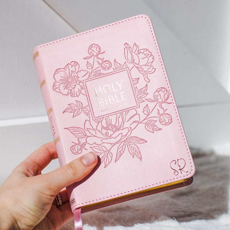 Custom Name Pink Bible with Name Engraved Customized Bible Gift for Women Bible Study Gift KJV Engraved Bible Gift for Christian Women