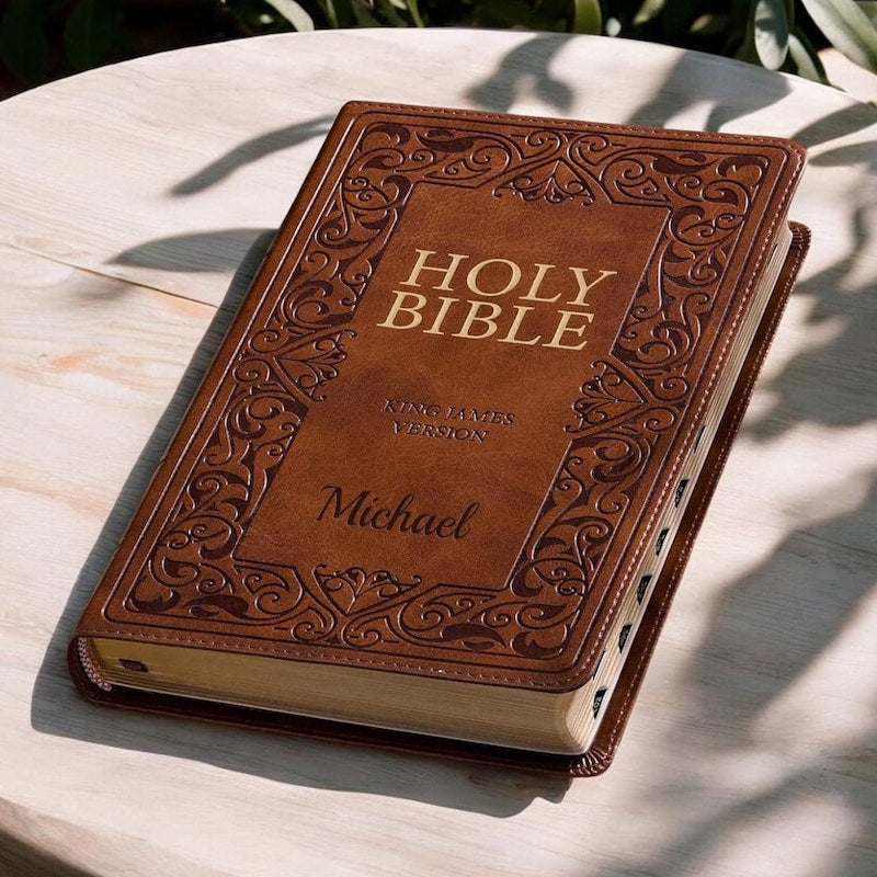 Personalized KJV BIBLE Name Christian Baptism Gift for Him Dad Men Her Mom Women Communion Catholic Confirmation Birthday Custom Engraved