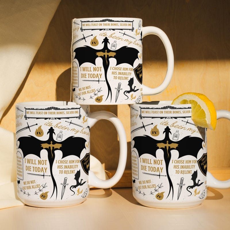 Fourth Wing Quote Mug Fantasy Bookish Gift, Dragon Rider Coffee Cup, Basgiath War College Merch, Violet Sorrengail and Xaden Riorson Fan