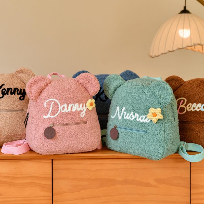 Customized Teddy Bear Backpack for Kids, Personalized Name Bag, Custom Name Embroidered Bag, Unique Child's Gift, Children's Gift Idea