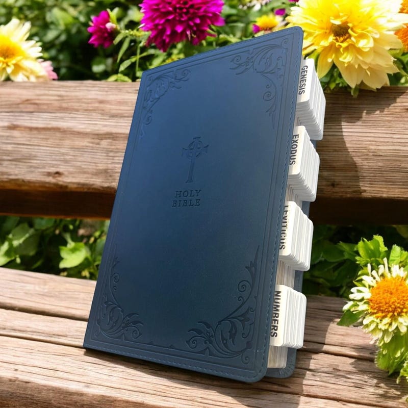 Custom Blue NRSV Tabbed BIBLE with Tabs Catholic Gift for Him Dad Men Boys Her Mom Women Confirmation Baptism Communion Wedding Birthday Son