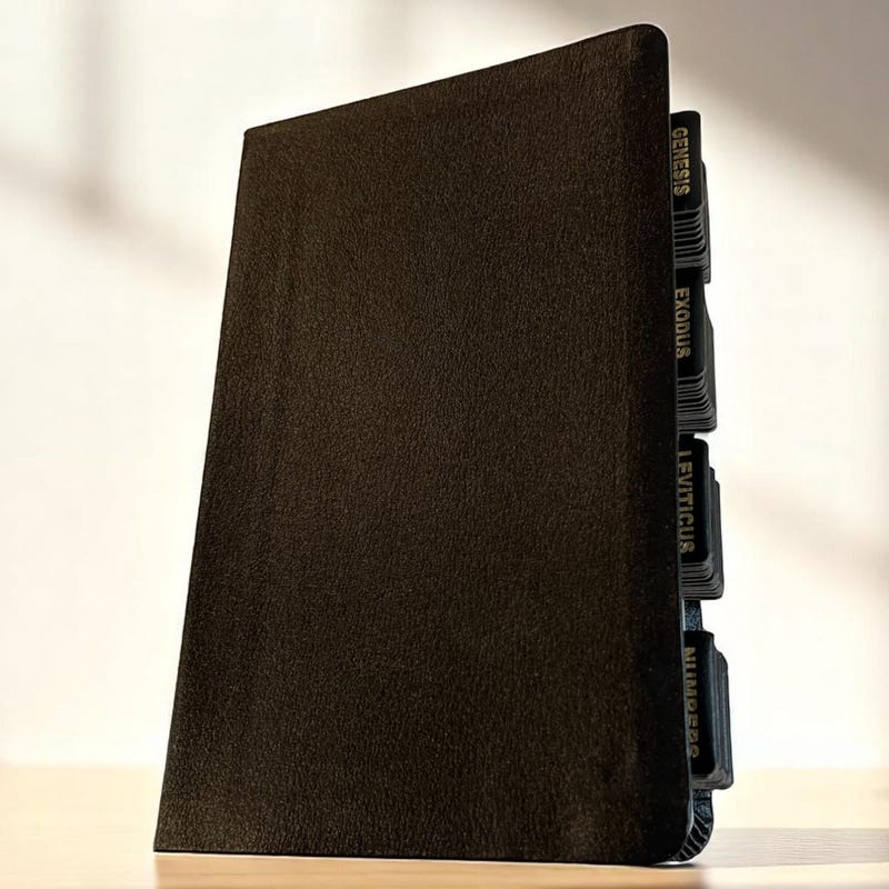 Custom Black NIV Tabbed BIBLE with Tabs Christian Gift for Him Dad Men Boys Her Women Mom Catholic Confirmation Communion Baptism Birthday