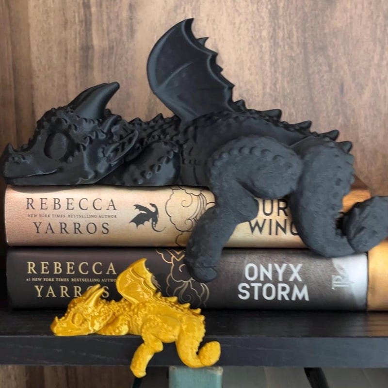 Sleeping Bookshelf Dragon | Empyrean Series, Fourth Wing Decor | 3D Printed Gift, Good Reads, Adorable Cute Decoration, Bookis