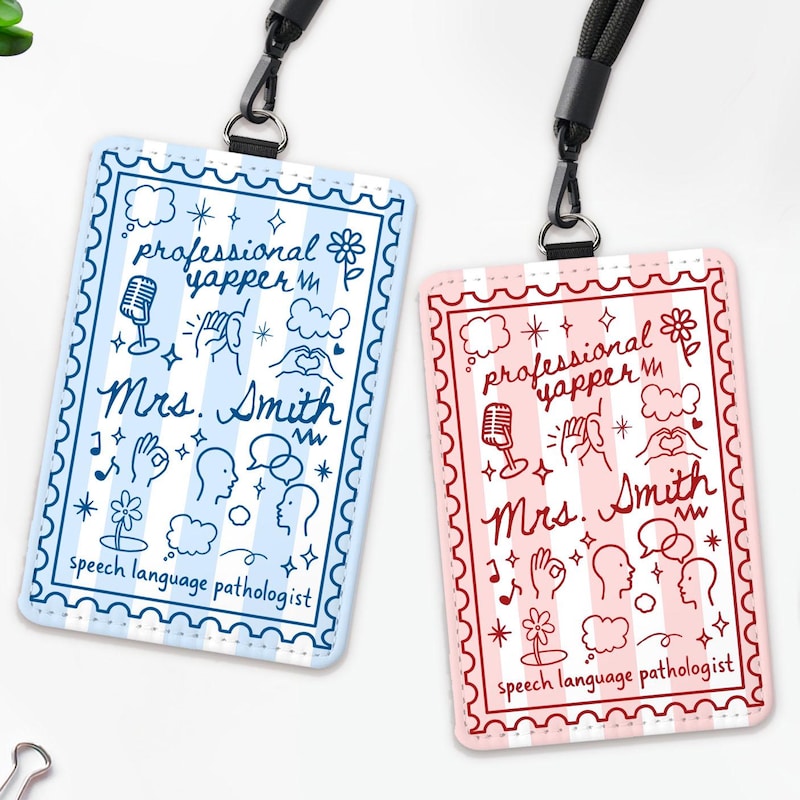 Custom Teacher ID Badge Holder, Teacher Gifts, Back To School Gift, Speech Therapy Gift, SLP, Lanyard Accessories, Teacher Appreciation Gift