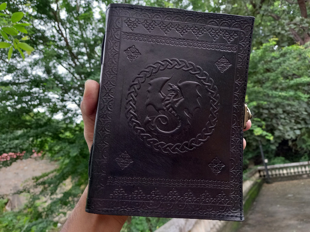 Celtic Dragon Leather Journal, Dragon Leather Notebook, Handmade Leather Journal, Dragon Journal Writing Notebook for Men & Women