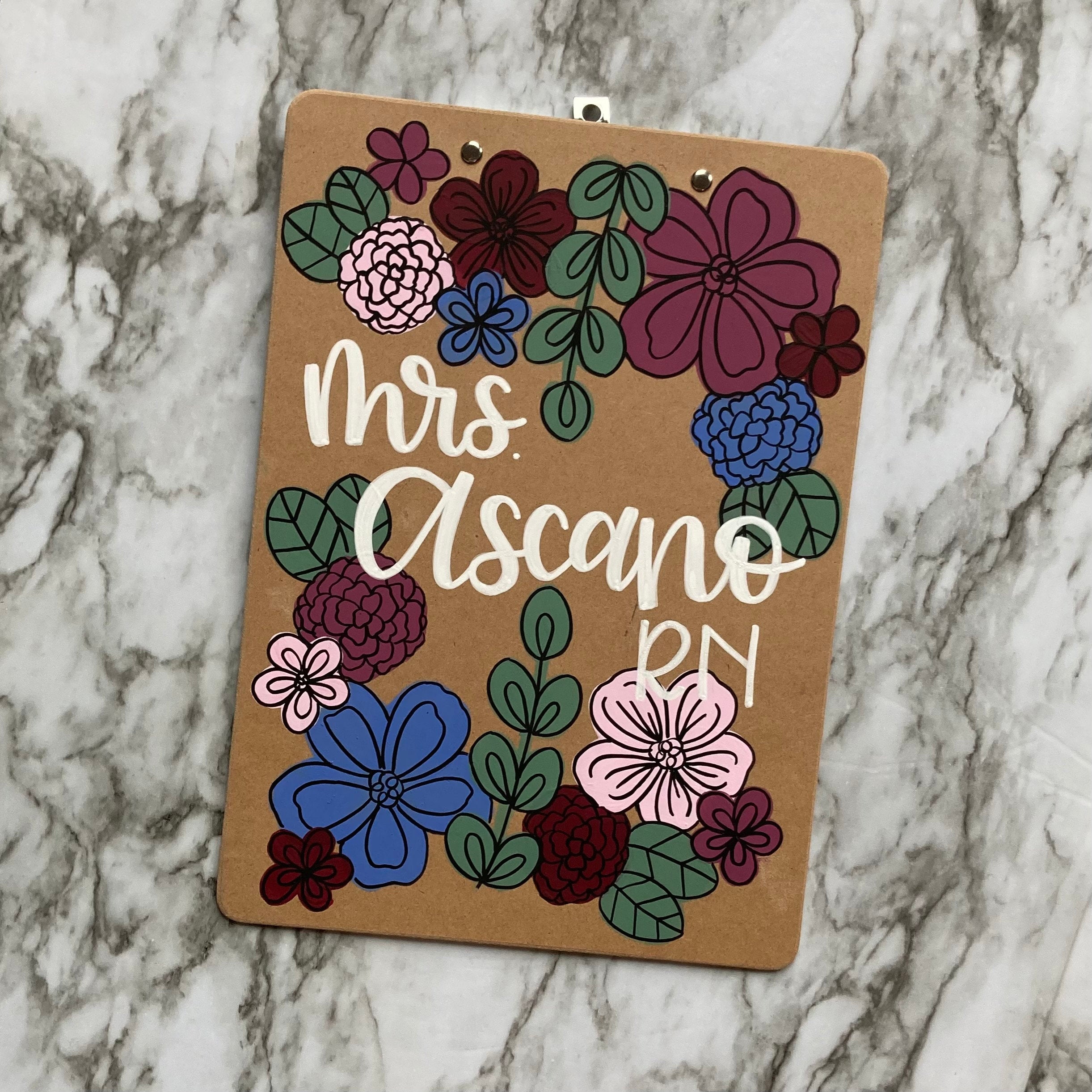 Hand painted Clipboard for Teachers, Hand painted Clipboard for Nurses, Teacher Appreciation Gift, Gift for Student Teacher, Graduation Gift