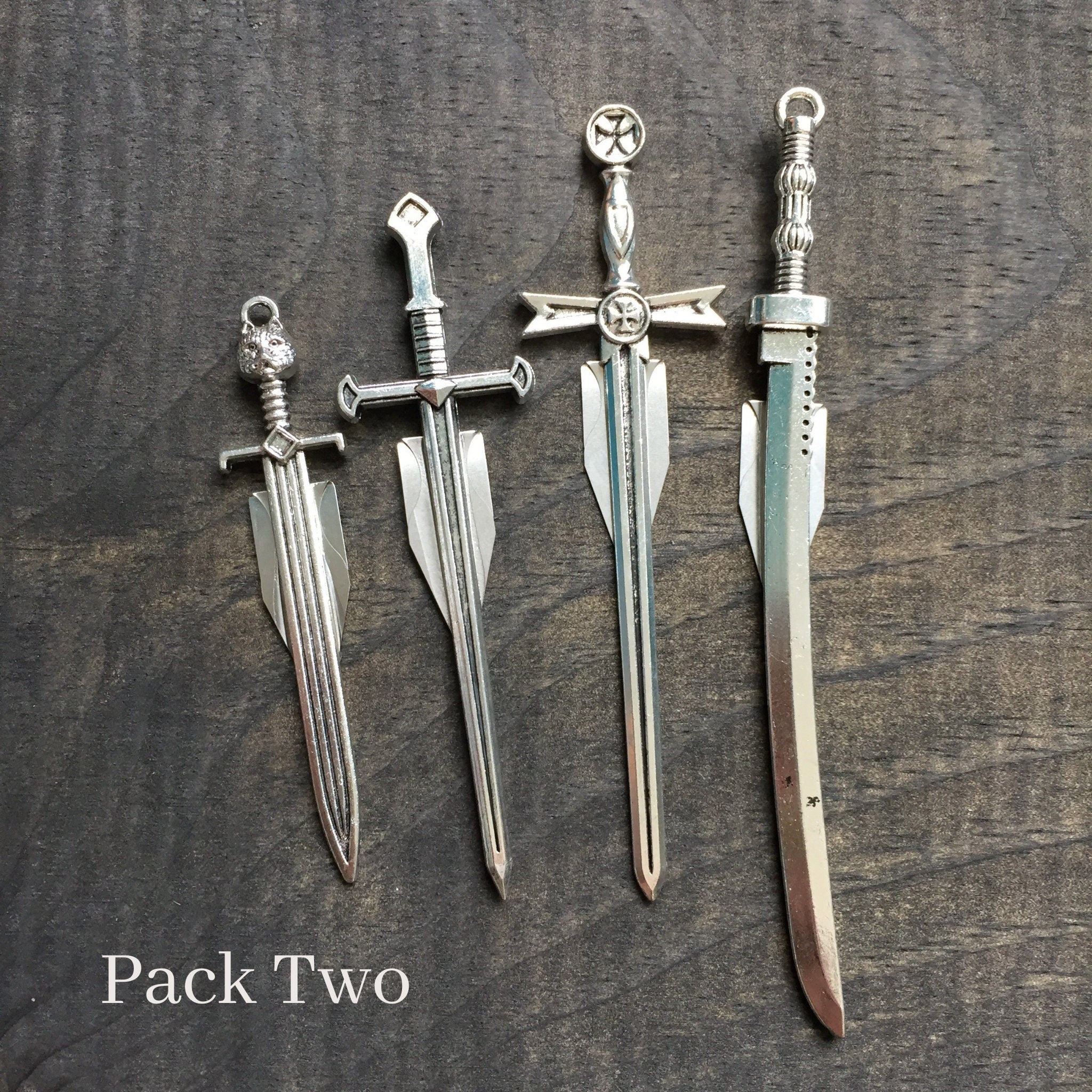 Sword Bookmarks with Clip, Sword Bookplates, Pack of Three or Four | Medieval Fantasy Blades and Daggers | Gifts for Him, Gift for Readers