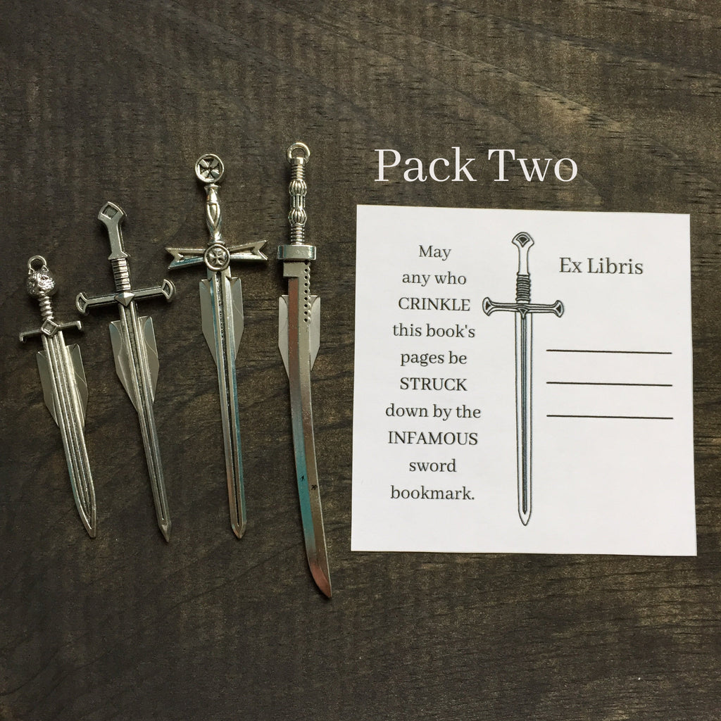 Sword Bookmarks with Clip, Sword Bookplates, Pack of Three or Four | Medieval Fantasy Blades and Daggers | Gifts for Him, Gift for Readers