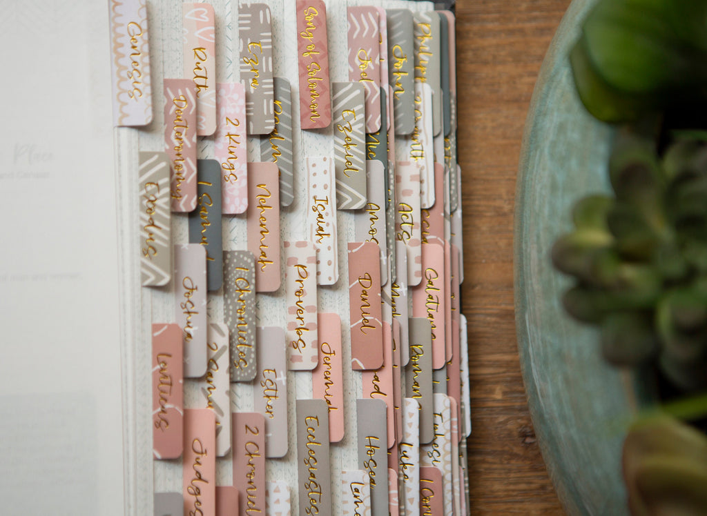 Bible Tabs | Laminated Bible Tabs | Tabs for the Bible | Pretty Bible Tab | Gifts for Christian Women | Bible Index Tabs with Gold Letters