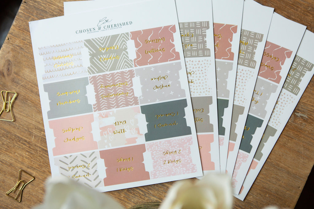 Bible Tabs | Laminated Bible Tabs | Tabs for the Bible | Pretty Bible Tab | Gifts for Christian Women | Bible Index Tabs with Gold Letters