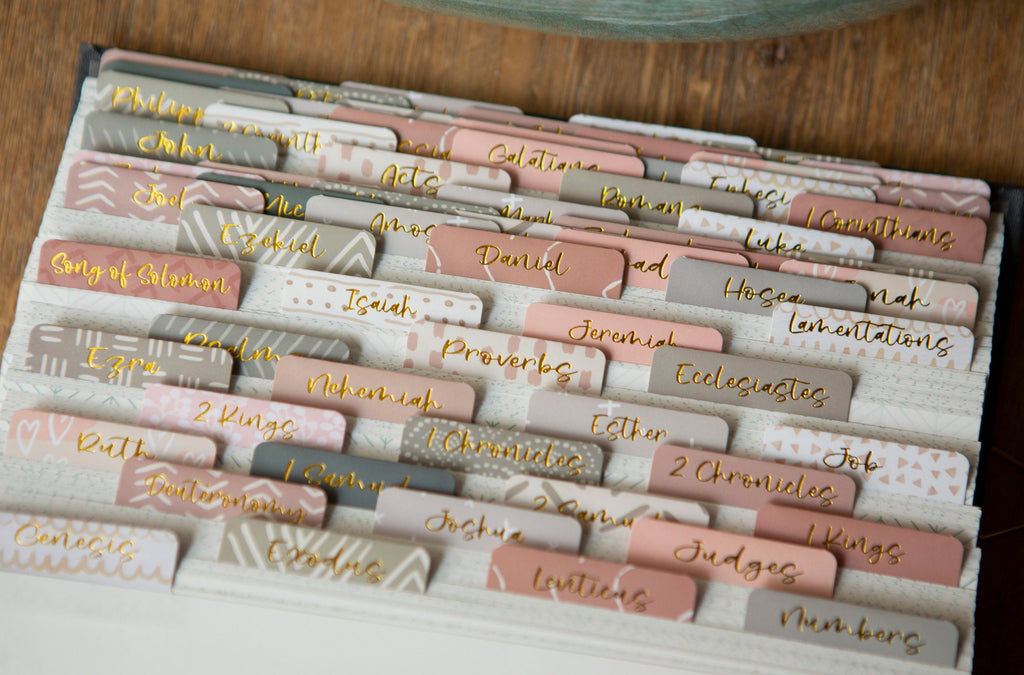 Bible Tabs | Laminated Bible Tabs | Tabs for the Bible | Pretty Bible Tab | Gifts for Christian Women | Bible Index Tabs with Gold Letters