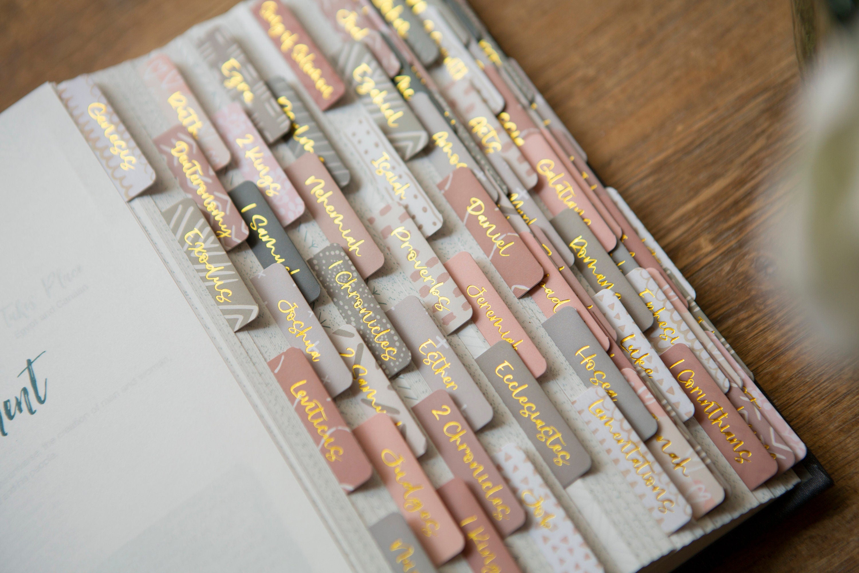 Bible Tabs | Laminated Bible Tabs | Tabs for the Bible | Pretty Bible Tab | Gifts for Christian Women | Bible Index Tabs with Gold Letters
