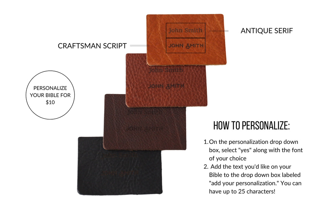 NIV Handbound Large Print Leather Bible | Full Grain, Personalized, Red Letter