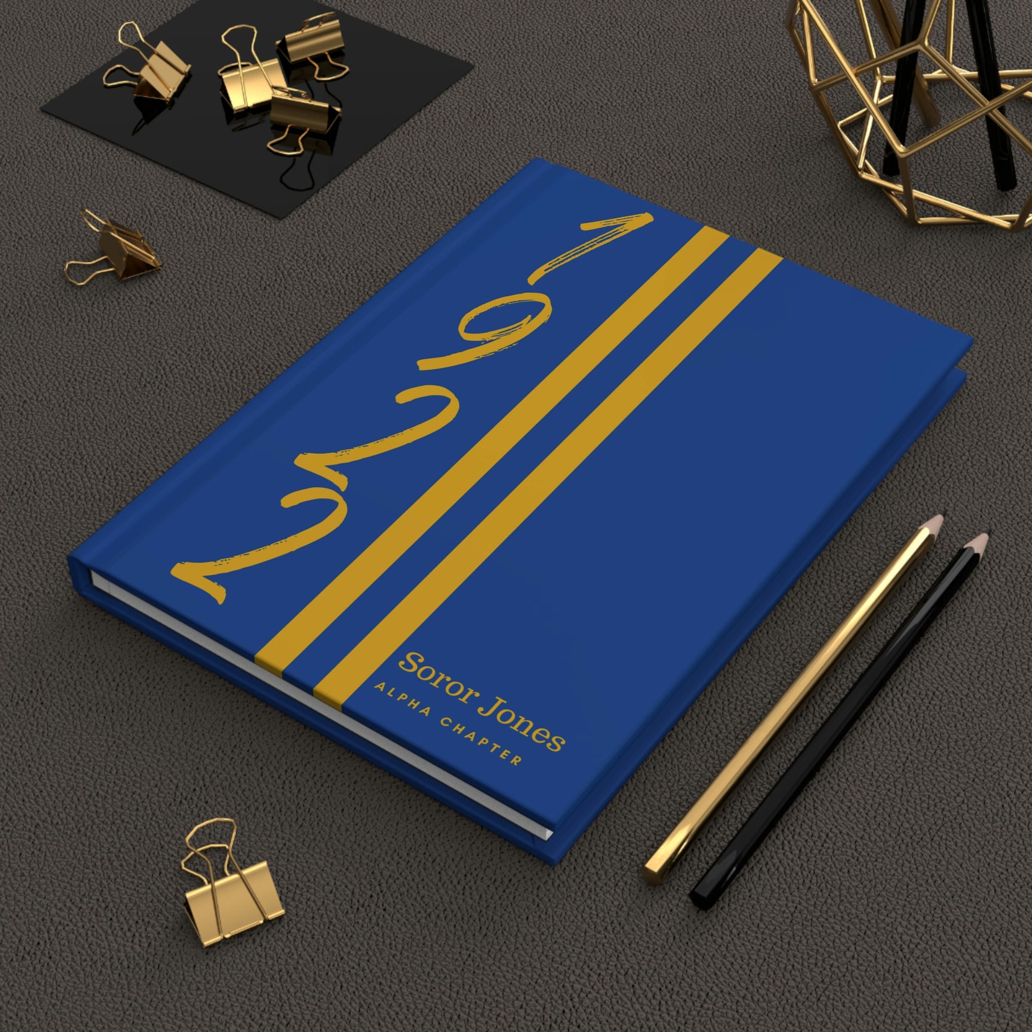 Personalized 1922 Jersey (Blue Cover) Hardcover Journal Matte | Diary | Blue and Gold | 1922 | SGRho Inspired | Sorority Gifts