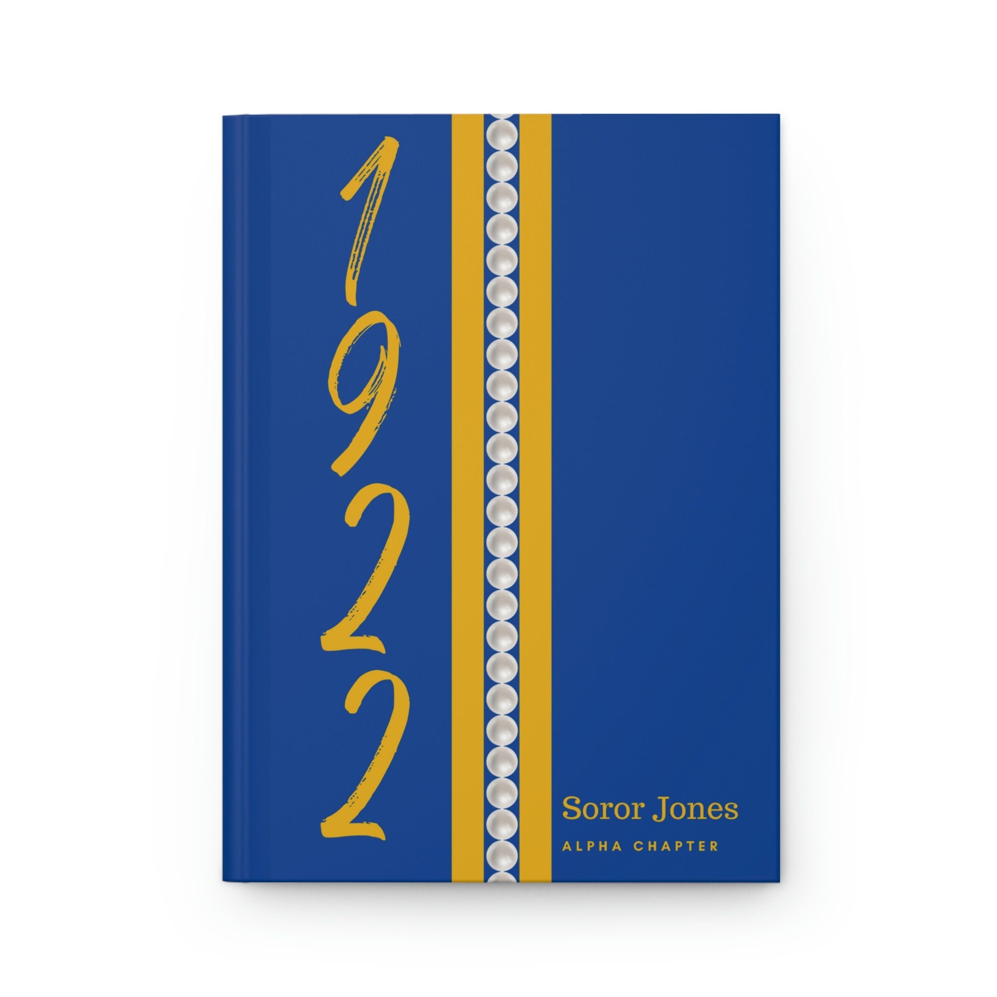 Personalized 1922 Pearl Jersey (Blue Cover) Hardcover Journal Matte | Diary | Blue and Gold | 1922 | SGRho Inspired | Sorority Gifts