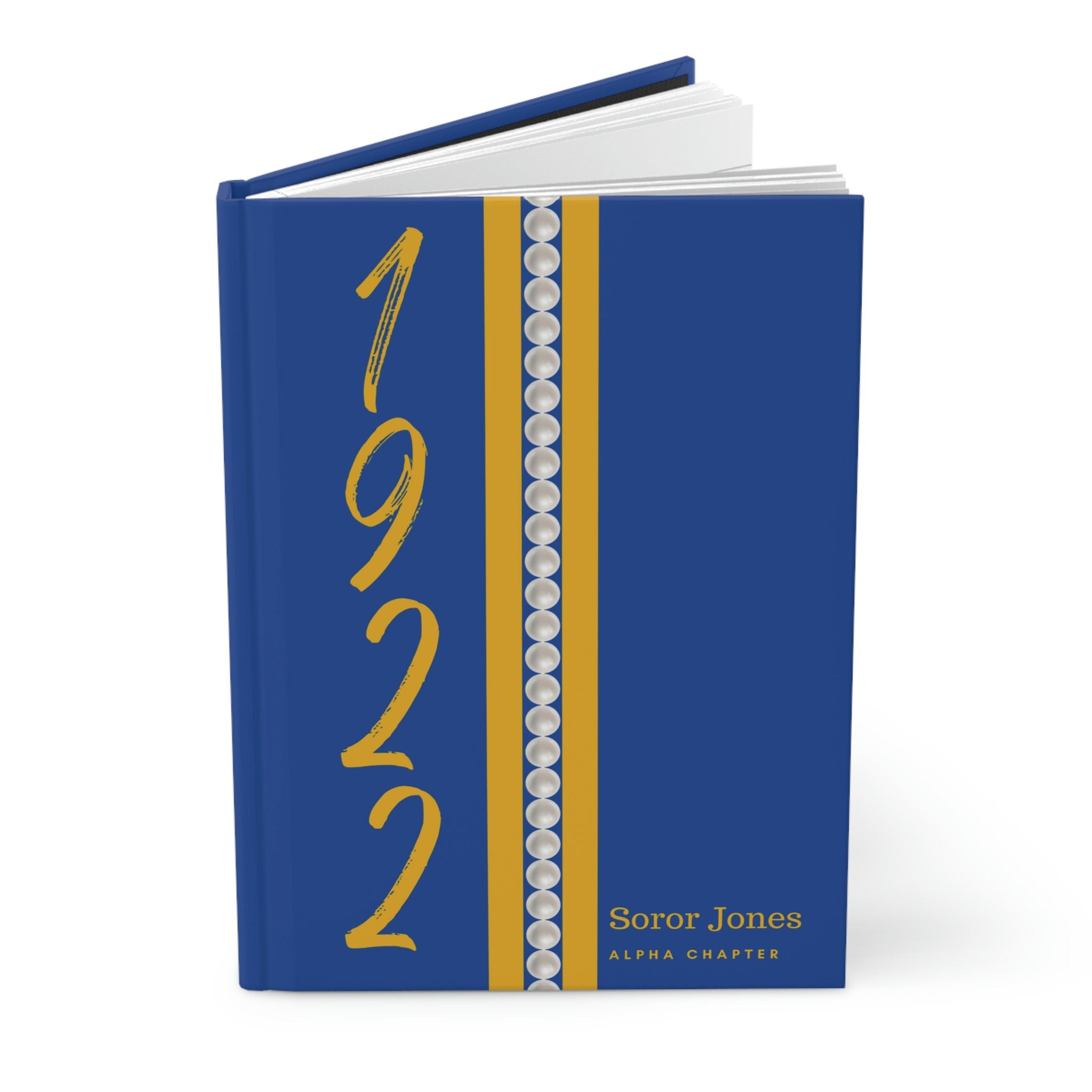 Personalized 1922 Pearl Jersey (Blue Cover) Hardcover Journal Matte | Diary | Blue and Gold | 1922 | SGRho Inspired | Sorority Gifts