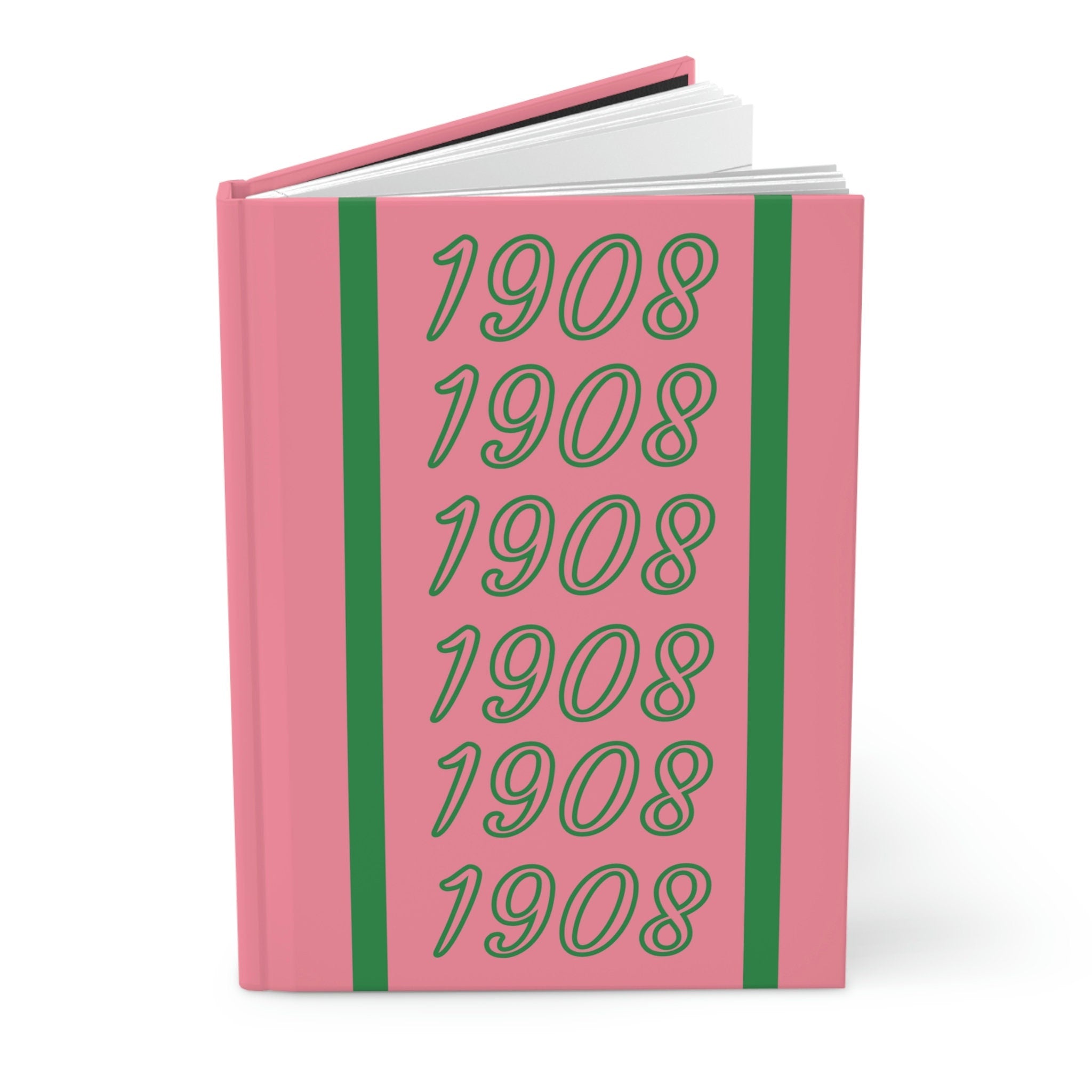 Pink & Green 1908 (Salmon Pink Cover) Hardcover Journal Matte | Diary | Salmon Pink and Apple Green | AKA Inspired | Sorority Gifts