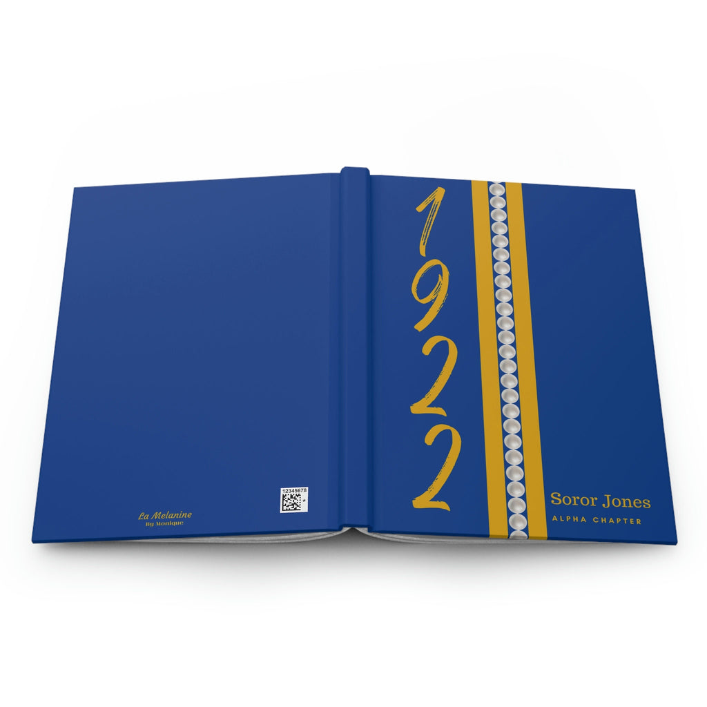 Personalized 1922 Pearl Jersey (Blue Cover) Hardcover Journal Matte | Diary | Blue and Gold | 1922 | SGRho Inspired | Sorority Gifts
