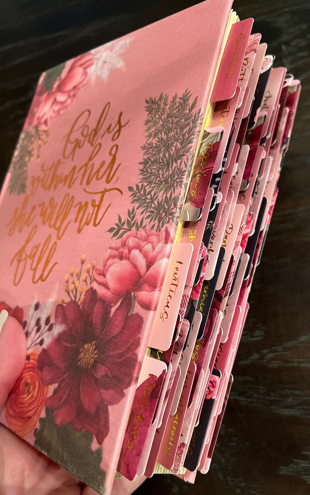 Beautiful NIV , Journaling, Notes Bible with Gorgeous handcrafted laminated Bible Tabs with gold lettering