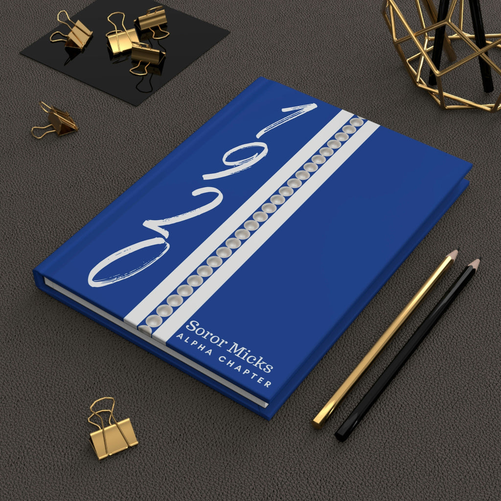 Personalized (Pearls) Zeta 1920 Jersey (Blue Cover) Hardcover Journal Matte | Diary | Blue and White | 1920 | ZPB Inspired | Sorority Gifts