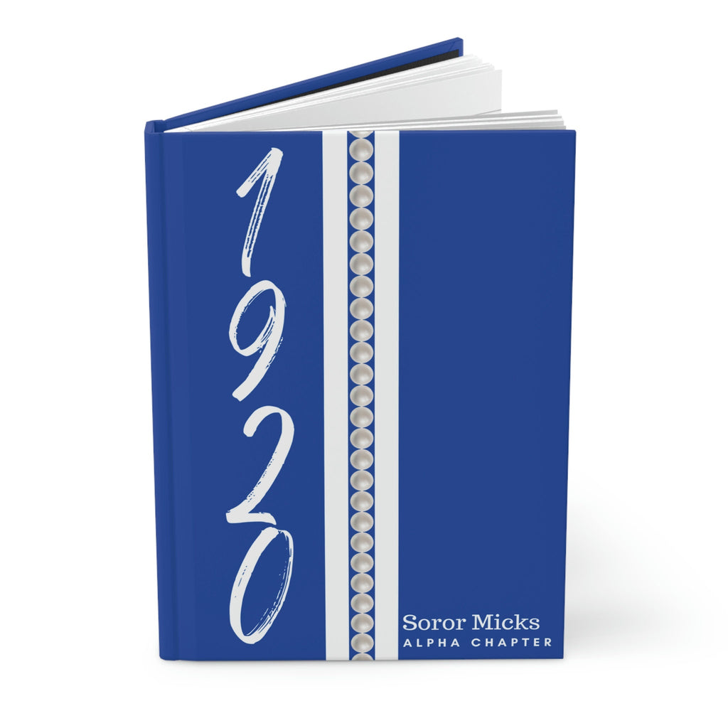 Personalized (Pearls) Zeta 1920 Jersey (Blue Cover) Hardcover Journal Matte | Diary | Blue and White | 1920 | ZPB Inspired | Sorority Gifts