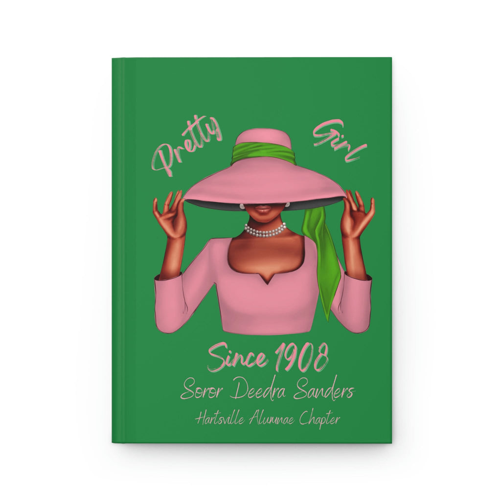 Personalized (Green Cover/Pink Dress Soror )Hardcover Journal Matte | Diary | Pink and Green | 1908 | AKA Inspired | Sorority Gifts