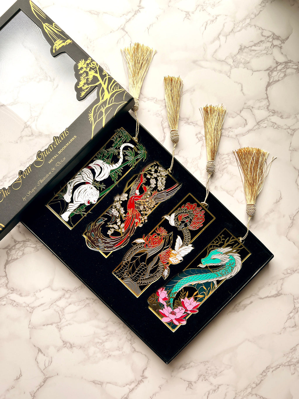 The Four Guardians Metal Bookmark Box Set | Book Lover Gift | Fantasy Collector Set | Limited Edition Mythology Based Design
