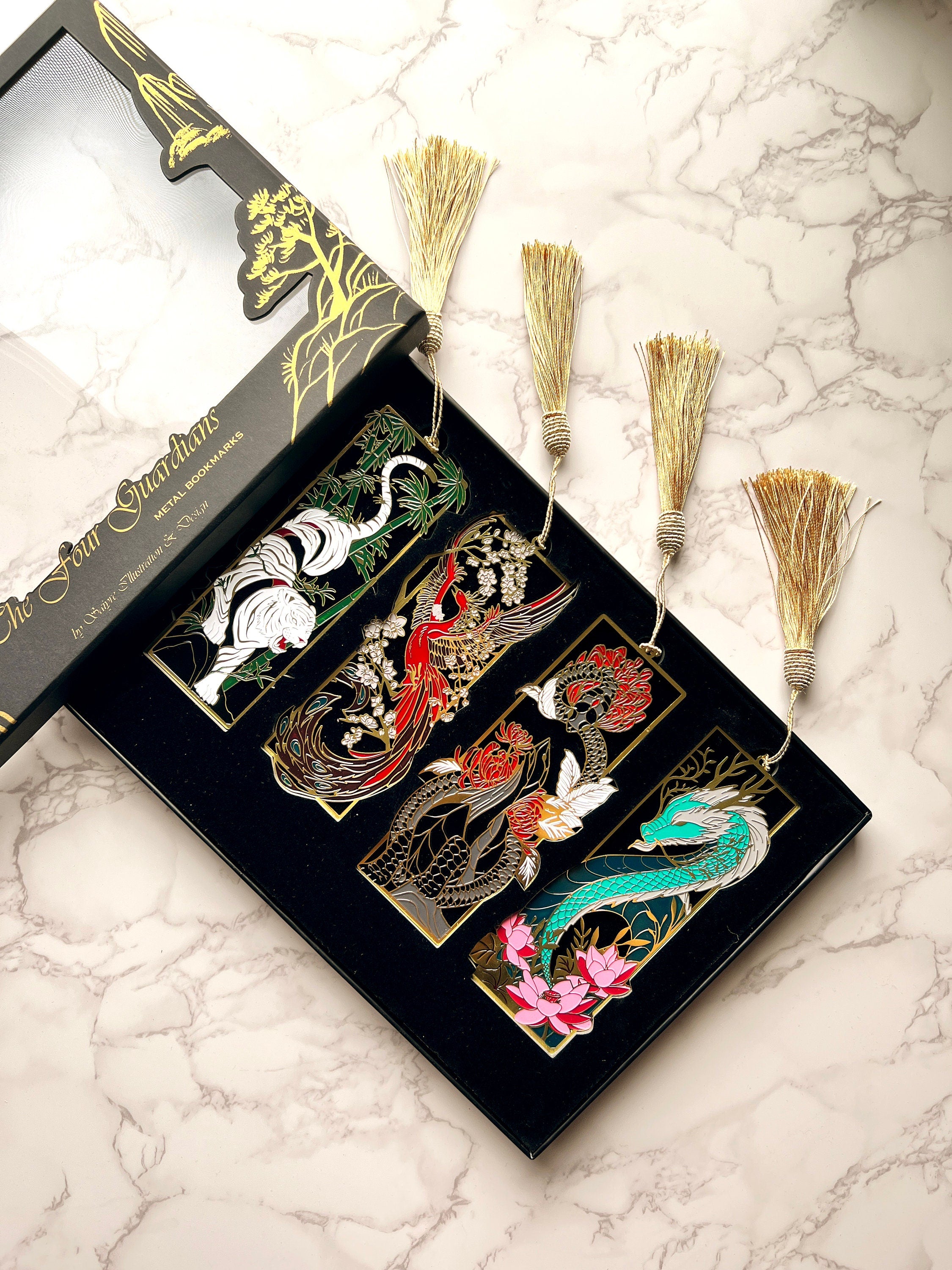 The Four Guardians Metal Bookmark Box Set | Book Lover Gift | Fantasy Collector Set | Limited Edition Mythology Based Design