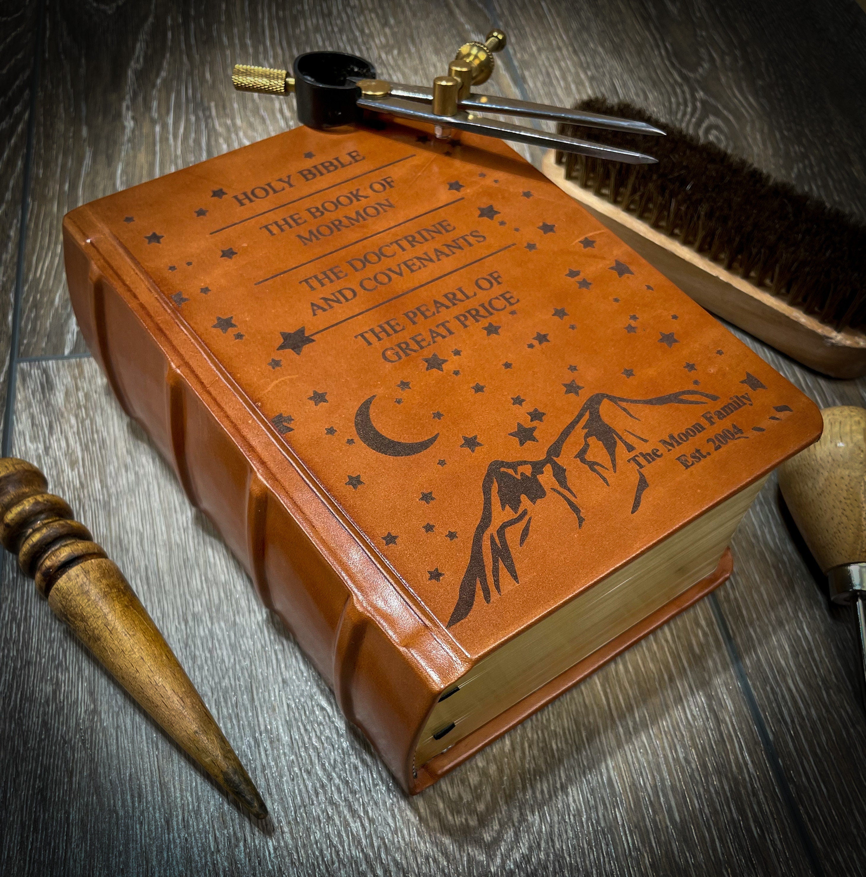 LDS Quad Leather Book of Mormon Triple Combination Holy Bible Leather LDS Scriptures Gift for Missionary Gift Called to Serve Come Follow Me