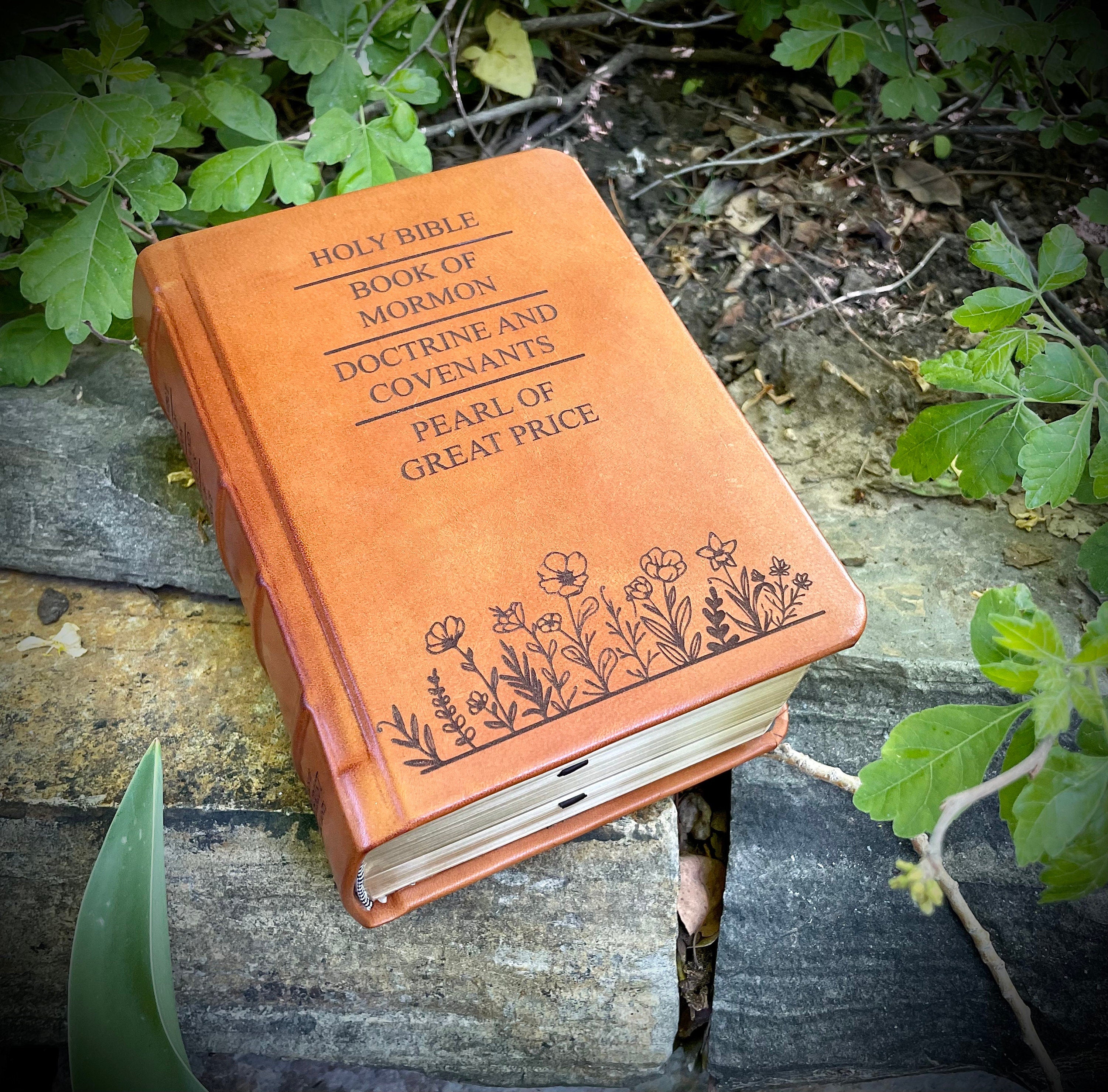 LDS Quad Leather Book of Mormon Triple Combination Holy Bible Leather LDS Scriptures Gift for Missionary Gift Called to Serve Come Follow Me