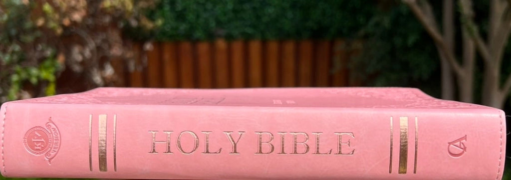Beautiful KJV Pink Leather Soft Giant Print Bible with Ombre Tabs