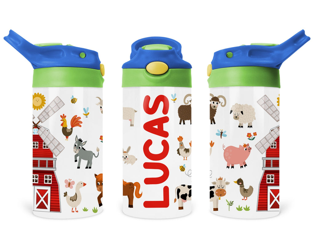 Custom Kids Water Bottle, Personalized Toddler Tumbler with Name, Children Back to School Thermos / Stainless Steel Cup for Boy and Girls