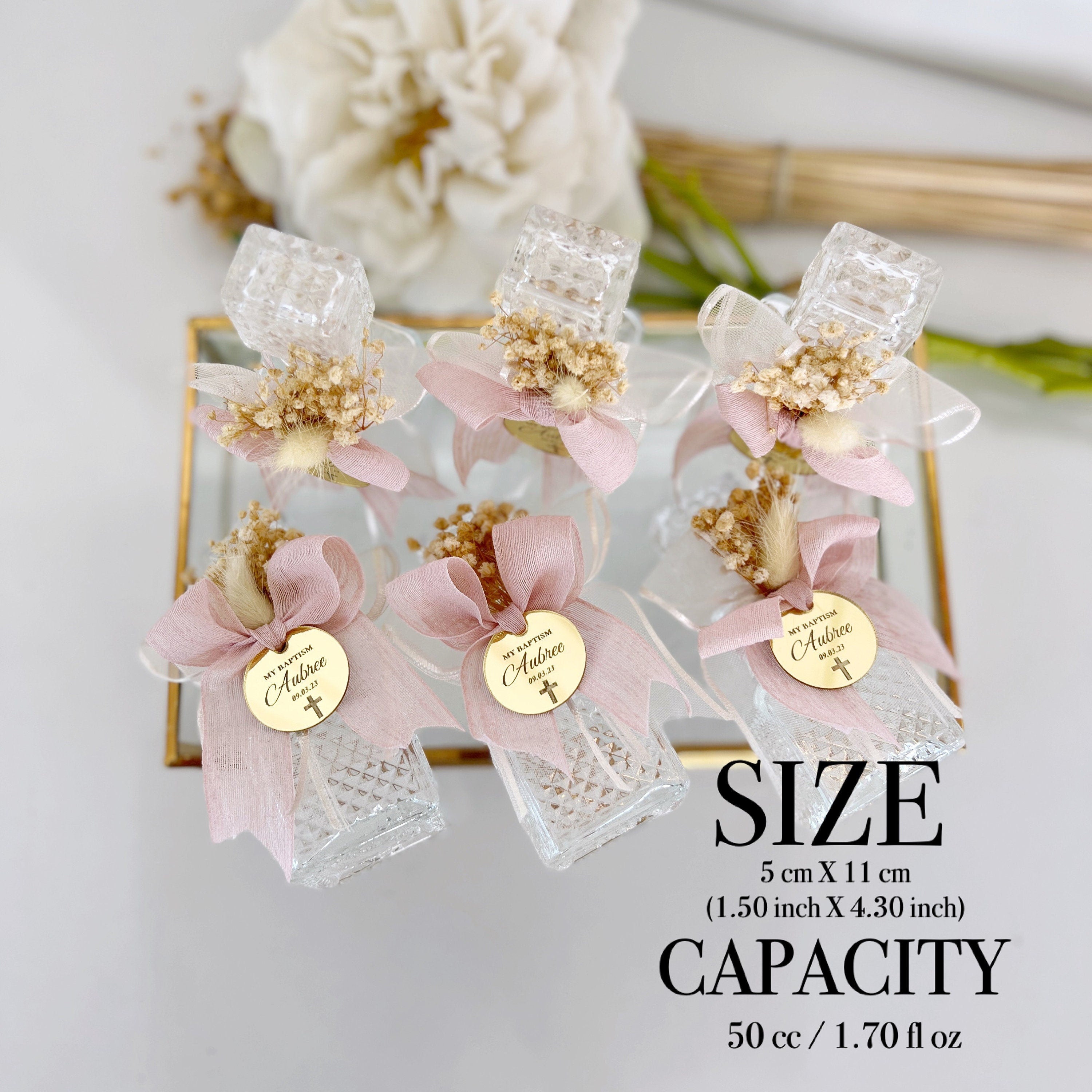 Holy Water Glass Bottle Empty, Religious Gift, Baptism Favor For Girl and Boy, Holy Communion Favor, Blessed Holy Water Bottle, Baptism Gift