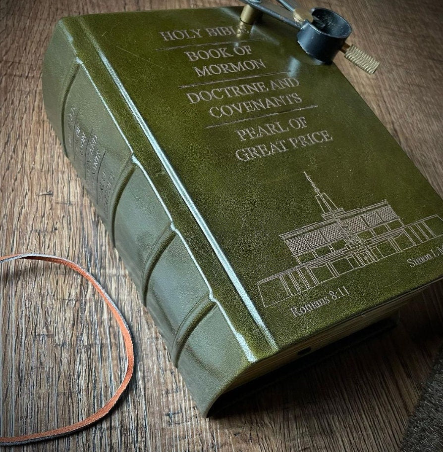 LDS Quad Leather Book of Mormon Triple Combination Holy Bible Leather LDS Scriptures Gift for Missionary Gift Called to Serve Come Follow Me