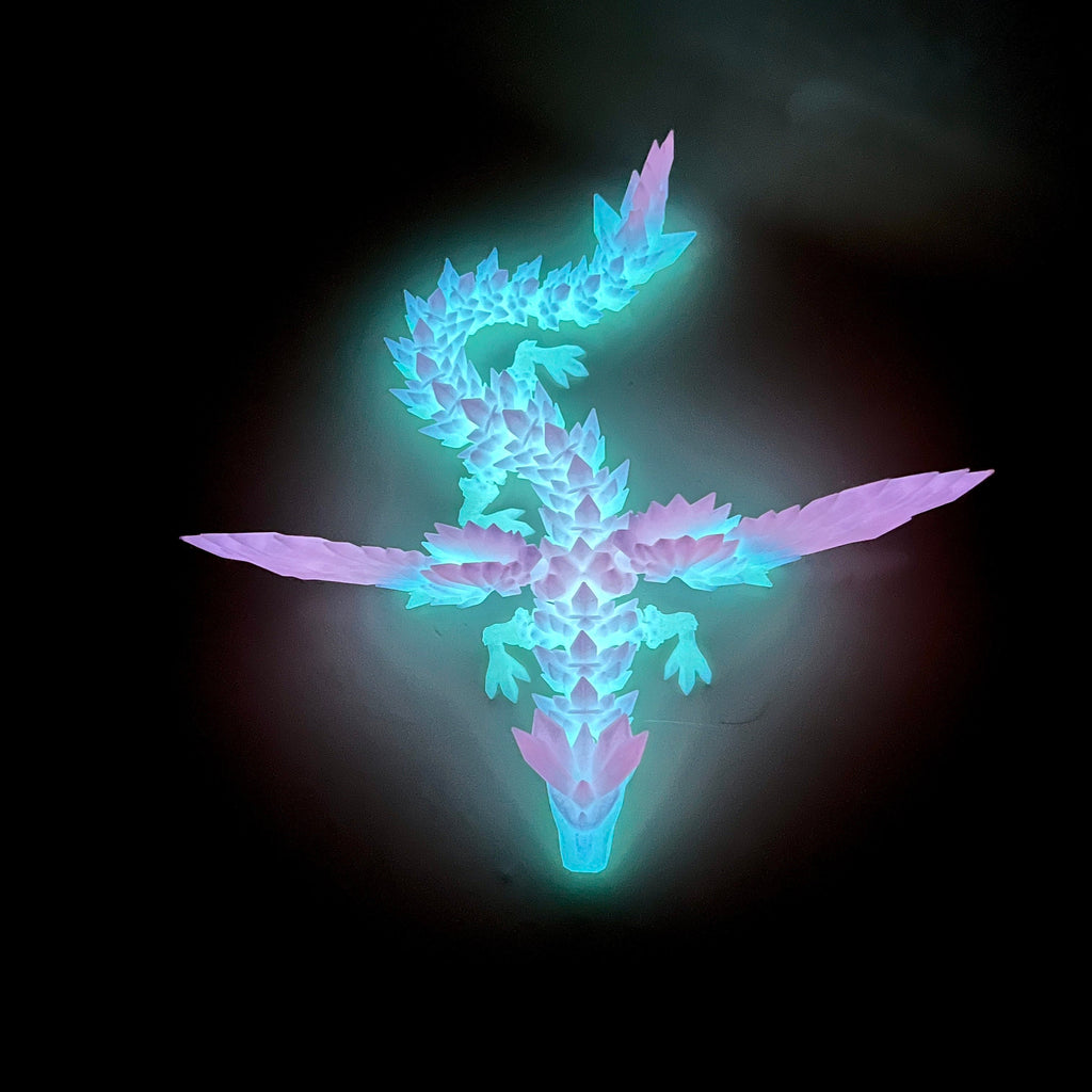 Magic Wing Crystal Dragon Glow In Dark Rainbow 3D Printed Bookshelf Decor Desk Decoration Fidget Sensory Toy Stress Cosplay Fantasy Winged