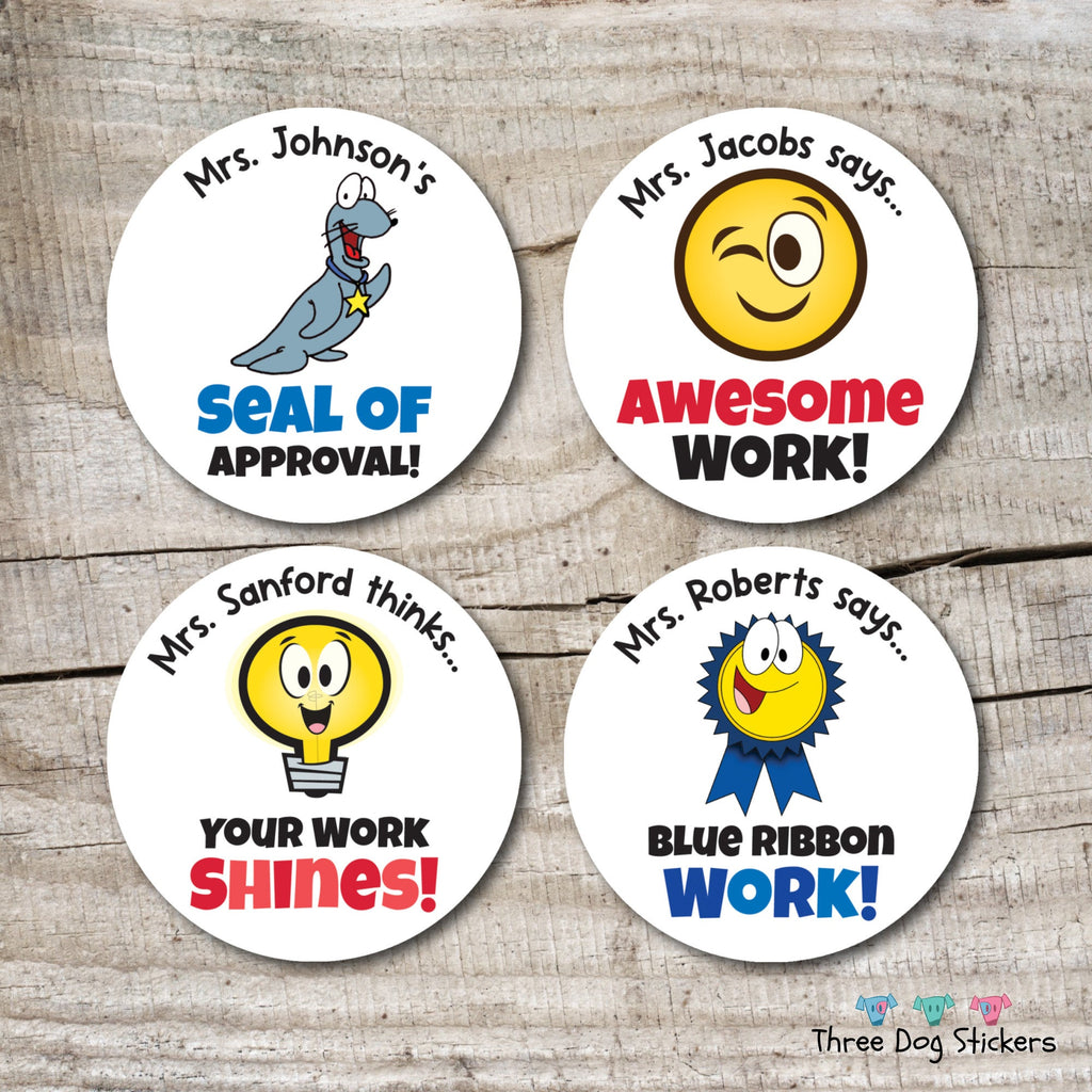 Personalized Teacher Stickers, Teacher Stickers, Reward Stickers, Teacher Name Stickers, Teacher Gift, Good Work Stickers, 192 Stickers