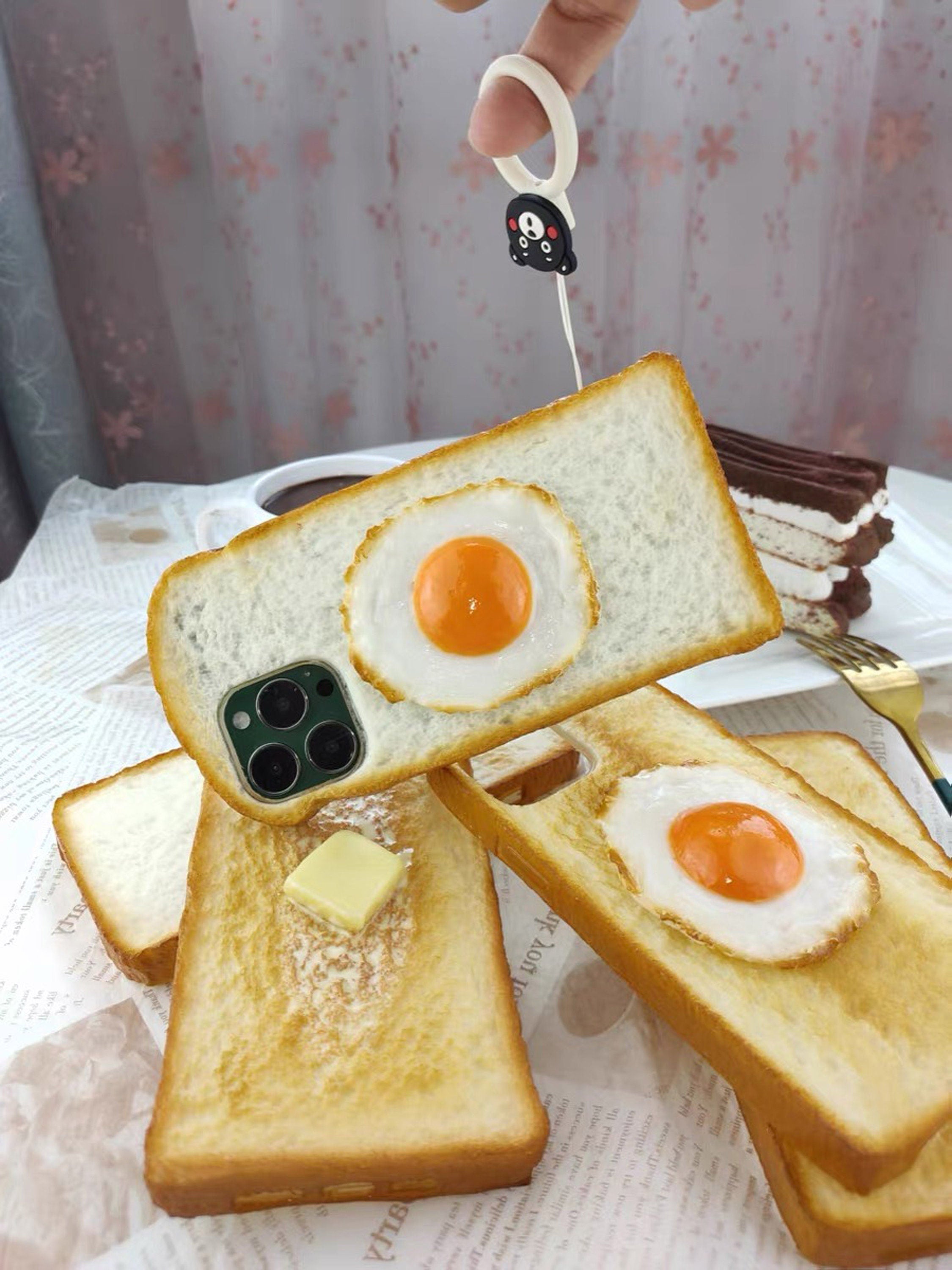 Handmade customized 3D egg and butter bread mobile phone case Cover for iPhone 7/8 Xs Xr 11 12 13 14 15 pro max,Fun and realistic phone case