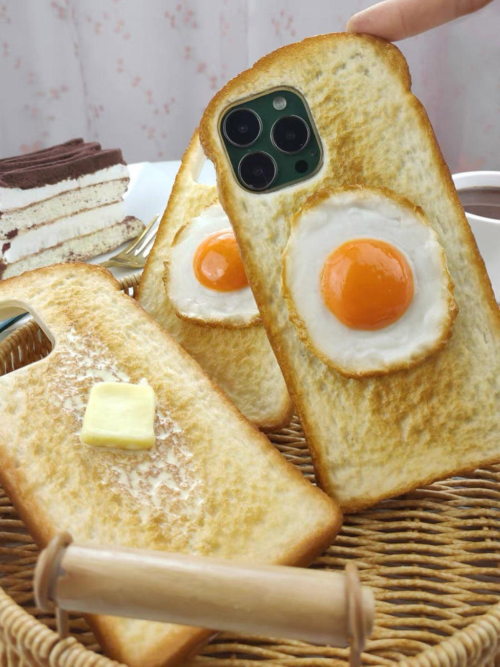 Handmade customized 3D egg and butter bread mobile phone case Cover for iPhone 7/8 Xs Xr 11 12 13 14 15 pro max,Fun and realistic phone case