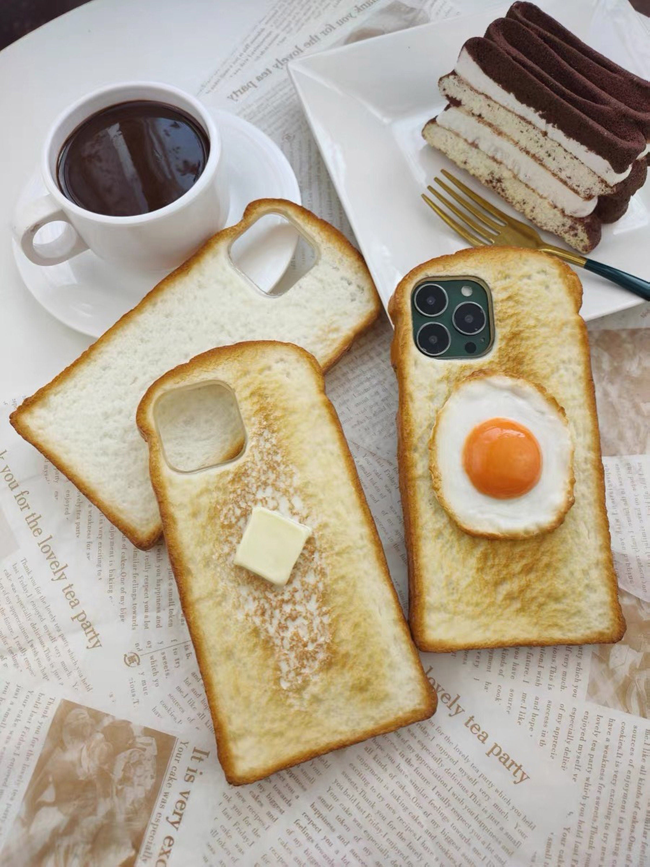Handmade customized 3D egg and butter bread mobile phone case Cover for iPhone 7/8 Xs Xr 11 12 13 14 15 pro max,Fun and realistic phone case